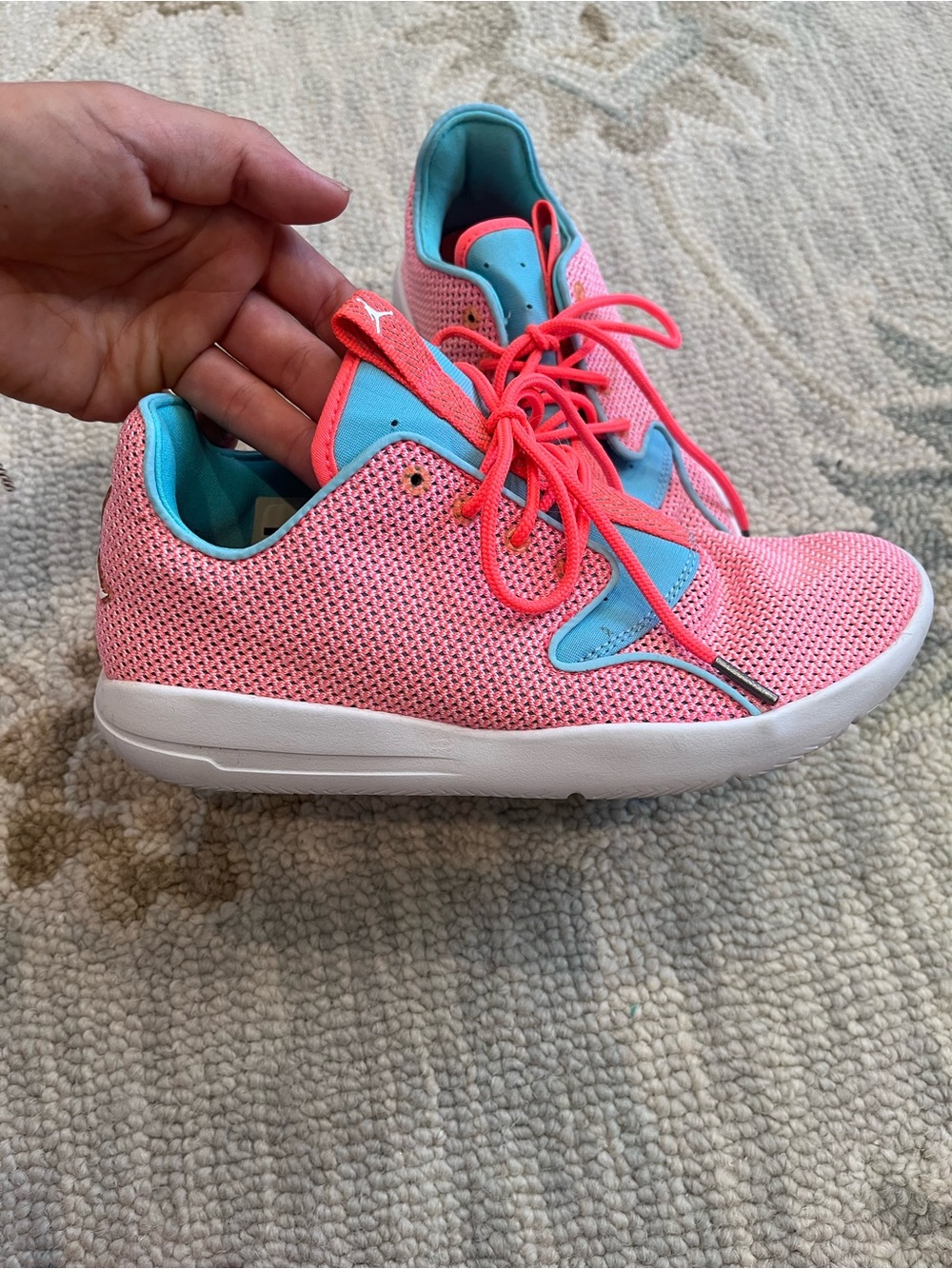 Jordan Pink and Aqua Women's Mesh Sneakers